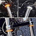 Miniatyrbild 4 av 4: Flexibla Switchback Dubbel Färg Vit Bärnsten Motorcykel Led Gaffel Blinkers Drl Dagsljus Körning Li