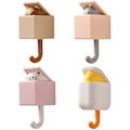 Miniatyrbild 1 av 4: Väggkrok, självhäftande krok duschkrok badrock krok söt djur dekorativ väggkrok (rosa, brun, vit, orange4pcs