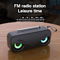 Miniatyrbild 5 av 5: Bluetooth Audio Bärbar Utomhusradio FM Subwoofer Dubbla Högtalare LED-ljuseffekter Mini Hög Volym Stereo（Svart）