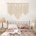 Miniatyrbild 2 av 5: Macrame Väggbonad Stor Boho Chic Vävda Gobeläng Blad Tassel Konst Bomullsrep Bohemisk Macrame Väggdekor för Sovrum Vardagsrum Lägenhet Bakgrund