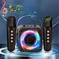 Miniatyrbild 2 av 3: Mikrofon Mikrofon Audio Bluetooth Trådlös Liten Högtalare Barn Familj Karaoke FAN0603（Svart）