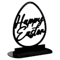 Miniatyrbilde 2 av 2: Glad påske akryl bordskilt skrivebord ferie skilt hul egg bord midtpunkt skilt (9.50X8.00X3.00CM, svart)