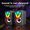 Miniatyrbild 5 av 5: Den nya datorn RGB Glowing Speaker Multimedia Desktop Game Mini Wired USB Audio System är utsökt och kompakt, med klar ljudkvalitet（Svart）