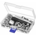 Miniatyrbild 1 av 5: Grommet- och öljettkit, 12 mm öljettkit metallverktyg grommetset 100 set öljettkit öljetter för presenningar för sömnad presenning tält reparation, 1/2 tum silver