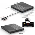 Miniatyrbild 5 av 5: Optisk Drivenhet, Multi-Hub Funktion Ultra Slim Design Extern CD/DVD-enhet USB 3.0 Teknik Plug and Play, Bred Kompatibilitet för Macbook,