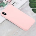 Miniatyrbild 6 av 8: Flytande silikongummiskal för iPhone Xs Max, Elegant skydd med mikrofiberfoder för 6,5-tum, Rosa