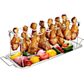 Miniatyrbillede 1 af 6: Kyllinge Benholder i Rustfrit Stål, Multifunktionelt Grill- & Stegestativ til Udendørs eller Indendørs Brug, Perfekt Størrelse til 14 Pladser for Jævn Tilberedning, Grill