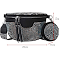 Miniatyrbild 2 av 5: Glittrande Strass Tofs Mode Midjeväska, PU Läder Strass Magväska Justerbar Bältesrem Crossbody Axelväska