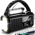 Miniatyrbillede 1 af 7: 10000mAh/37000mWh AM/FM nødradio med håndsving, LED lommelygte, solcelle radio, bærbar vejrradio, telefonoplader