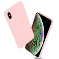 Miniatyrbild 3 av 8: Flytande silikongummiskal för iPhone Xs Max, Elegant skydd med mikrofiberfoder för 6,5-tum, Rosa