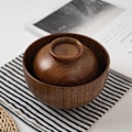 Miniatyrbild 6 av 8: Sur Jujube Trä Gammal Lack Hushållsskål Japansk Stil Trä Soppa Ris Skål Trä Servis för Barn Vuxna Stor 11x6.5cm