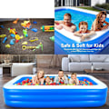 Miniatyrbild 3 av 5: Inomhus/Utomhus Vattenlekplats, Uppblåsbar Pool med Enkelt Tömmningssystem, Hållbar Tre-Rings Ballongram, Mjukt Golv för Säker Lek, Lämplig för