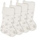 Miniatyrbillede 2 af 6: Julestrømper til familien, elegant fløjl, unikt design, plys imiteret pels med sølvpaillet-snefnug, luksuriøst touch til klassisk juletema