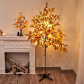 Pikkukuva 7 / 8: 60 cm syksyinen vaahterapuu, 24 LED-valolla varustettu syyspuu keltaisilla ja oransseilla lehdillä sisä- ja ulkokäyttöön, toimii paristoilla ajastimella