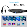 Miniatyrbild 4 av 5: Optisk Drivenhet, Multi-Hub Funktion Ultra Slim Design Extern CD/DVD-enhet USB 3.0 Teknik Plug and Play, Bred Kompatibilitet för Macbook,