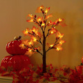Miniatyrbild 1 av 8: 60 cm Hösttema Lönnträd, 24 LED-upplyst Höstträd med Gula och Orangea Löv för Inomhus- och Utomhusdekoration, Batteridriven med Timer