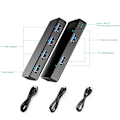Miniatyrbild 3 av 8: Usb 3.0 Kvm Switch Selector, Portabel Utgång Perifer Delningsswitch För Skrivare Skanner Tangentbord Mus, Led-indikator Visar Aktiv Dator, Plug
