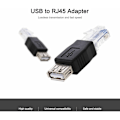 Miniatyrbild 2 av 5: Ethernet-adapter, nätverksöverföringsbro för routeranslutning, USB2.0 hona till RJ45 hane-kontaktadapter som säkerställer tillförlitliga telefonitillämpningar,