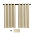 Beige Set med 2 Gardinlängder Linjemönster Silverfärgad Insida med Öljetter