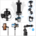 Miniatyrbild 2 av 7: Professionell Selfiestick Stativ med Eftermarknadssupport, Hållbar och Lättviktig med 360° Rotationskulhuvud för Optimal Vinkel