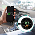 Miniatyrbild 2 av 2: 2024 Bilvoltmeter, 3 i 1 12-24v Biltermometer Bil USB-laddare Voltmeter med LCD Digital Display-YNP