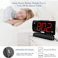 Miniatyrbild 5 av 5: Stor digital LED-väckarklocka med vridbar bas - Röd display, justerbar volym, snooze