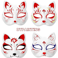 Miniatyrbillede 2 af 3: 3 stk. Kattemasker, Therian Masker Hvide Kattemasker Blanke DIY Halloween Mask Cosplay, 50 % rabat