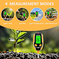 Pikkukuva 2 / 5: 4-in-1 Maan Kosteusmittari Digitaalinen Kasvien Lämpötila/maan Kosteus/ph-mittari/auringonvalointensiteetti/ympäristön Kosteus Taustavalaistu Lcd-näyttö Maan Testi Minä