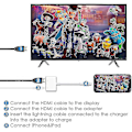 Miniatyrbild 3 av 5: Apple Lightning Digital AV-adapter, Apple MFi-certifierad Lightning till HDMI-adapter, HDMI-kabelanslutning 1080p, synkronisera skärm till TV/HDTV/skärm/projektor C