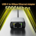 Miniatyrbillede 3 af 5: USB C til 5Gbps Ethernet Adapter Driver-Fri RJ45 Gigabit Ethernet Netværksadapter til Laptop Windows