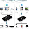Miniatyrbilde 3 av 3: Bluetooth 5.0-sendermottaker, 2-i-1 trådløs bærbar stereolydadaptermottaker med RCA/3,5 mm Aux-kompatibel HD-lyd med lav latens