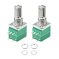 Miniatyrbild 1 av 5: Uxcell 2st Potentiometer Med Strömbrytare B100K Ohm Variabla Motstånd Enkelvarv Rotary Kolfilm Taper RV097NS