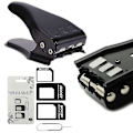 Miniatyrbild 2 av 5: Universal 3-i-1 SIM-kortklippare / Standard SIM / Micro SIM / Nano SIM för alla SIM-kort till smartphones / surfplattor inkl. SIM-adapter + 1 SIM-kortslot
