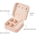 Miniatyrbillede 2 af 5: Lille smykkeskrin i PU-læder, bærbar rejsesmykkeskrin til ringe, vedhæng, øreringe, halskæder, armbåndsorganisator (pink)