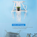 Miniatyrbillede 3 af 5: Boho Macrame Væghængt Hylde Håndlavet Vævet Kvaster Gobelin Rack Træ Flydende Opbevarings Hænger Fo