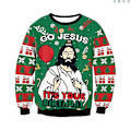Miniatyrbilde 1 av 4: 2023 Jesus Genser Grønn 3D Trykk Julefest Skjorte Voksen Menn Og Kvinner Klær (S-XXL)