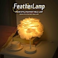 Miniatyrbillede 3 af 5: Hvid Fjer Bordlampe  Sengelampe Med Træbase  Fjer Bordlampe  Skrivebordslampe Til Soveværelse  Hjemmedekoration 240796