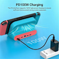 Miniatyrbild 2 av 5: 6-i-1 Dockningsstation för Switch USB-C Spelhubb med USB2.0x2+RJ45 100M+PD 100W+Kylfläkt för Switch/OLED Pad