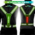 Miniatyrbilde 3 av 5: LED Refleksvest for Løping, Justerbar Elastisk Løpeutstyr LED Lysende Vest Perfekt for Løping, W