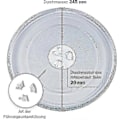 Miniatyrbillede 5 af 5: Universal Mikrobølgeovn Drejeskive Glasplade Med 3 Beslag, 245 Mm