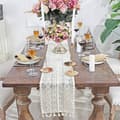 9,5\" X 71\" Beige Makramé Bordslöpare Rektangulär Virkad Spets Elegant Ihålig Nätduk För Rustik Boho Bröllopsdekor Brud & Baby Shower