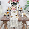 Miniatyrbillede 1 af 5: 24 cm x 180 cm Beige Macrame Bordløber Rektangulær Hæklet Blonde Elegant Hul Mesh Dug Til Rustik Boho Bryllupsdekoration Brude- & Baby Shower