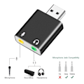 Pikkukuva 5 / 5: Ulkoinen USB-äänikortti 3,5 mm:n liittimen muunnin kuulokkeille ja mikrofonisovitin