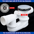 Miniatyrbilde 4 av 5: Badekarpropp, 70 mm, med dobbel tetning, høydejusterbar, universell badekarpropp, vaskventil, herdet messing med kromfinish