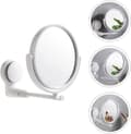 Miniatyrbild 5 av 5: Suction Cup Wall Mirror, Rotatable Foldable Makeup Mirror, Double-Sided Magnifying Mirror, No Drill Installation, White, for Bathroom Hotel