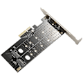 Miniatyrbilde 1 av 5: Dual M.2 PCIe Adapter, M2 SSD NVMe (M Key) Eller SATA (B Key) 22110 2280 2260 2242 2230 Til PCI-E 3.0 X 4 Host Controller Utvidelseskort For Stasjonær PC Pci