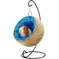 Miniatyrbilde 1 av 5: Burstall seng, hamstergjemmested, burstalltilbehør, burstallleker, stor kokosnøttskall hamster seng hus med varm pute gjemmested for kanin