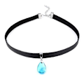 Miniatyrbillede 1 af 5: Weathering With You Halskæder Amano Hina Cosplay Blå Krystal Læder Reb Kæde Choker Halskæde Regndråbe Vedhæng Smykker