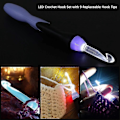 Pikkukuva 5 / 5: 9-in-1 LED virkkuukoukku setti 9 vaihdettavalla päällä neulepuikkoihin ja ompelutarvikkeisiin (violetti) XXF