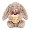 Miniatyrbilde 1 av 5: Bursdagskake Kanin Plysj, Bashful Beige Kanin Myke Utstoppede Dyr Leker Bursdagsgave til Barn og Voksne